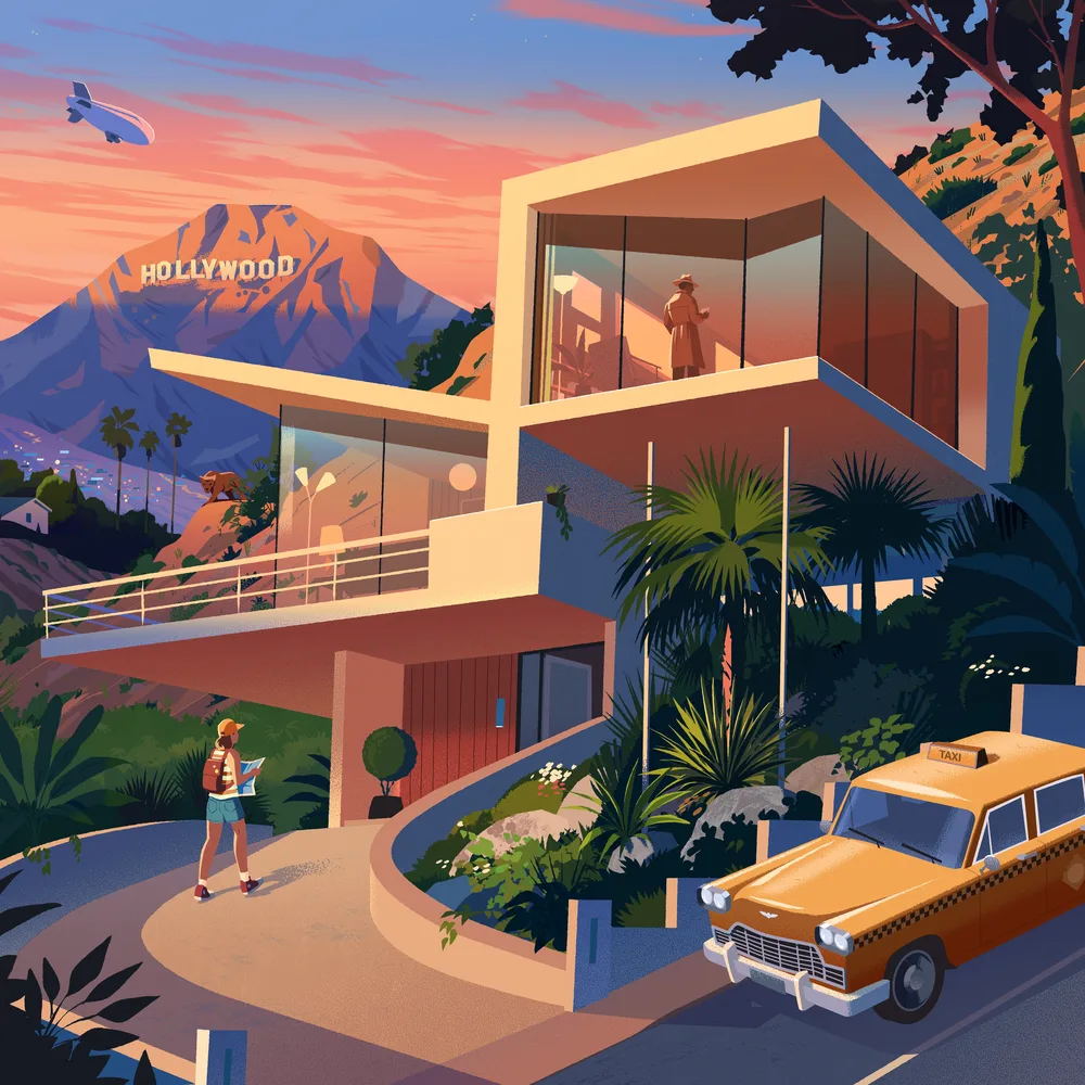A Hollywood Hills Villa at dusk